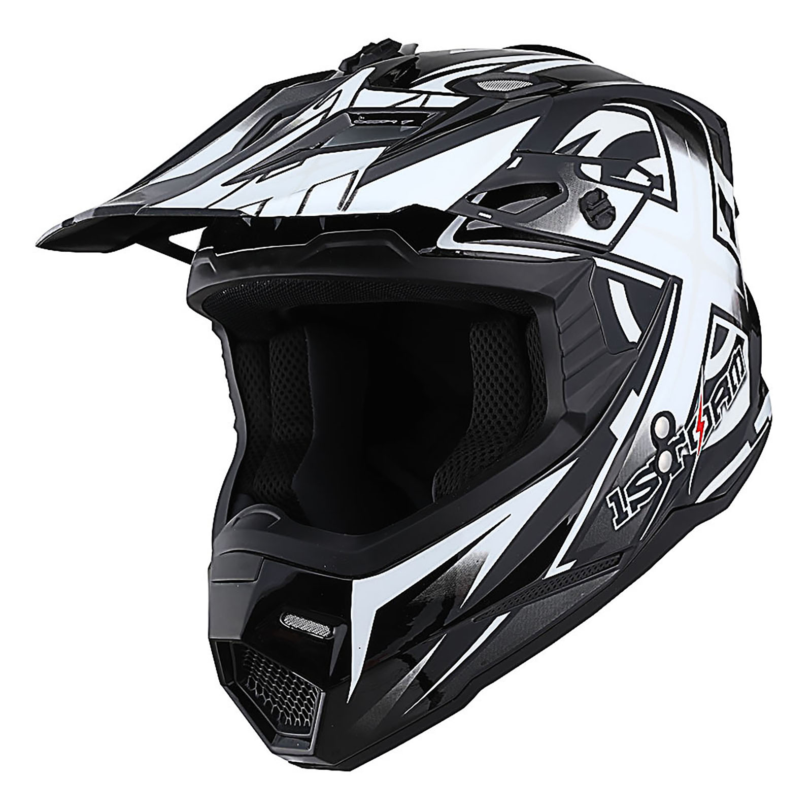 1Storm Adult Motocross Helmet MX BMX Bike Racing Black 